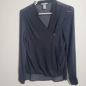 HM Faux wrap top sheer back size 4